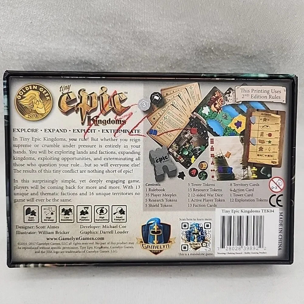 Game Tiny Epic Kingdoms 2nd Edition Gamelyn Games 2017 Explore Expand Explicit